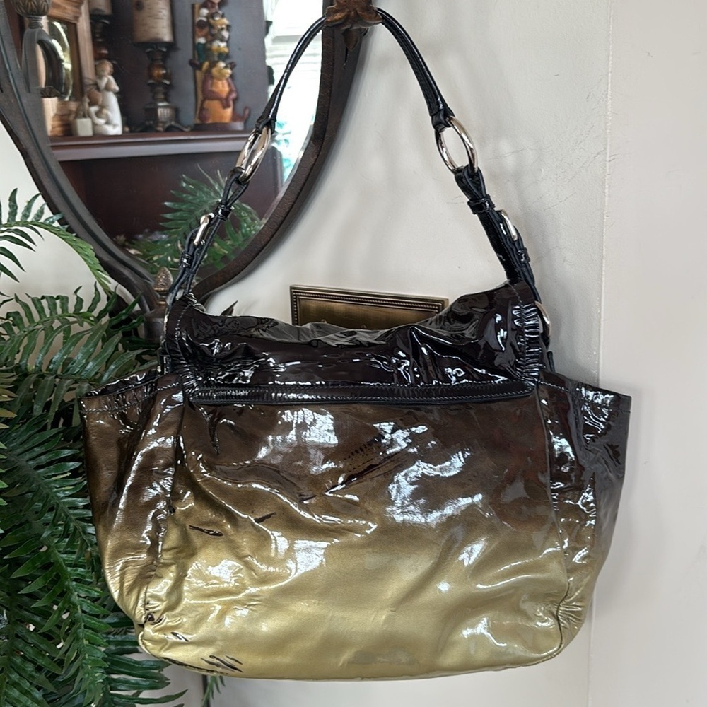 Prada Vernice Sfumato Flap Bag Spazzolato Ombre Shoulder Purse Patent Leather - Picture 9 of 16